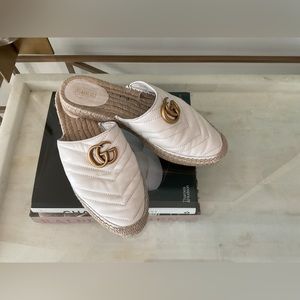 $790 Gucci GG leather espadrilles slides mules size 39
